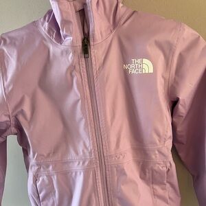 Girls North Face baby pink/lavender zip up jacket fully lined.